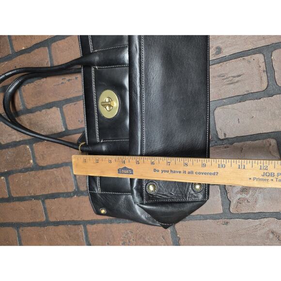Coach Tote Bag Turn Lock Shoulder Bag Black Leather 2WAY 11554 - Picture 8 of 9